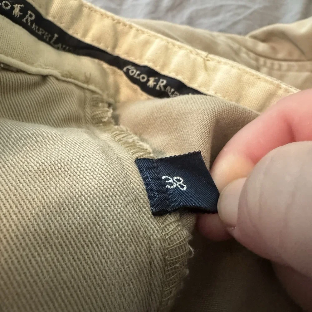 Polo Ralph Lauren 100% Cotton Pleated Chino Shorts Khaki Men's Size 38 - Picture 4 of 6